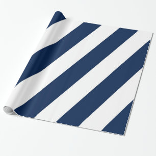 Blauwe en witte diagonale strepen cadeaupapier