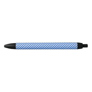 Blauwe en witte diagonale strepen zwarte inkt pen