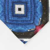 Blauwe en witte diamant en rode cirkels fleece deken (Hoek)