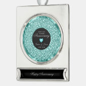 Blauwe en witte diamanten verzilverd banner ornament (Links)