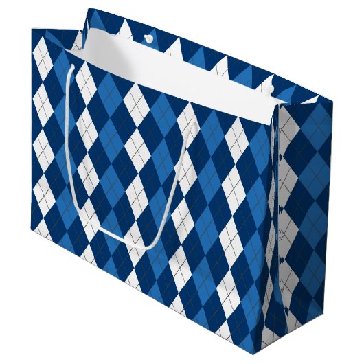BLAUWE EN WITTE DIAMONTPATRONEN GROOT CADEAUZAKJE (Voorkant Gekanteld)