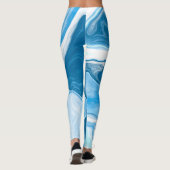 Blauwe en witte digitale blauwe Art marmer Leggings (Achterkant)