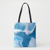 Blauwe en witte digitale blauwe Art marmer Tote Bag (Voorkant)