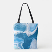 Blauwe en witte digitale blauwe Art marmer Tote Bag (Achterkant)