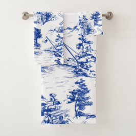 Blauwe en witte dodehanddoekset bad handdoek