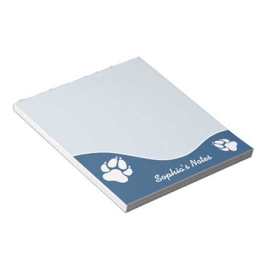 Blauwe en witte dog schildert afdrukken met aangep notitieblok (Schuin)