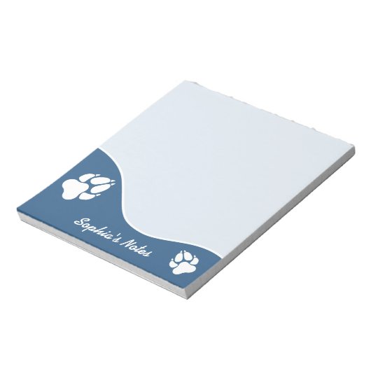 Blauwe en witte dog schildert afdrukken met aangep notitieblok (Linkerzijde)