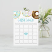 Blauwe en Witte Donuts Baby shower Bingo Game Kaar Informatiekaartje (Staand voorkant)
