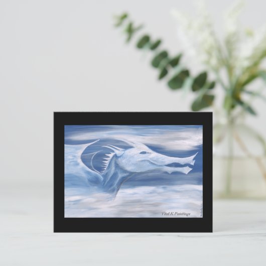 Blauwe en witte draak briefkaart (Staand voorkant)