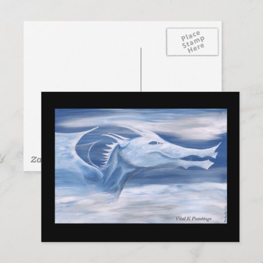 Blauwe en witte draak briefkaart (Voorkant / Achterkant)
