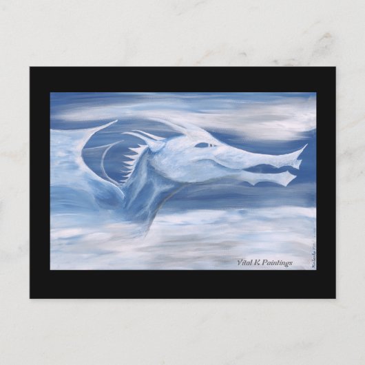 Blauwe en witte draak briefkaart (Voorkant)