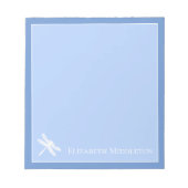 Blauwe en Witte Dragonfly Gepersonaliseerd Notitieblok (Voorkant)