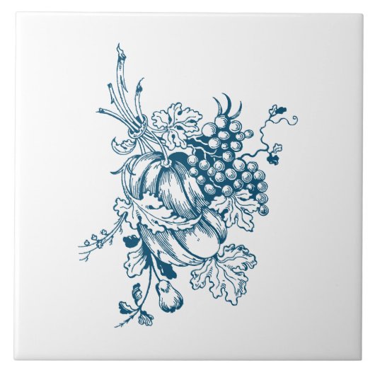 Blauwe en witte druiven & fruit tegeltje (Voorkant)