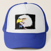Blauwe en witte Eagle Pop Art Modern Elegant Trucker Pet (Voorkant)