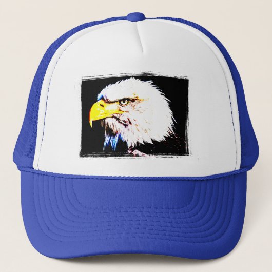 Blauwe en witte Eagle Pop Art Modern Elegant Trucker Pet (Voorkant)