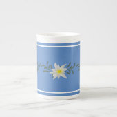 Blauwe en witte edelweiss Bone China Mok (Voorkant)