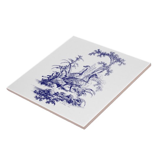 Blauwe en witte eenden tegeltje (Zijkant)