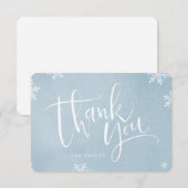 Blauwe en witte eenvoudige moderne Calligrafie-ker Bedankkaart (Voorkant / Achterkant)