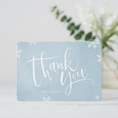 Blauwe en witte eenvoudige moderne Calligrafie-ker Bedankkaart (Staand voorkant)