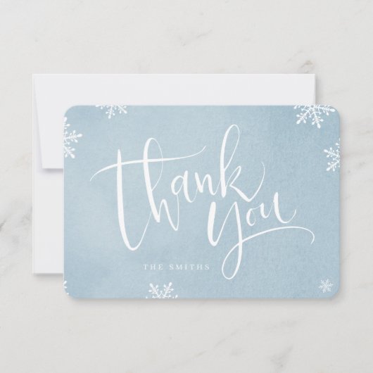 Blauwe en witte eenvoudige moderne Calligrafie-ker Bedankkaart (Voorkant)