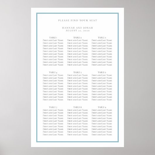 Blauwe en witte eenvoudige weduwenkaart poster (Voorkant)