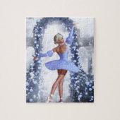 Blauwe en witte fantasie ballerina met rozen bloem legpuzzel (Verticaal)