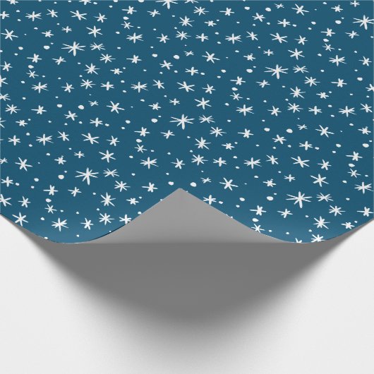 Blauwe en witte feestdag cadeaupapier (Hoek)