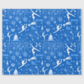 Blauwe en witte feestelijke kerst cadeaupapier (Vlak)