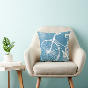 Blauwe en witte fietspiloot kussen