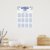 Blauwe en witte flora - China Patroonzittingskaart Poster (Keuken)