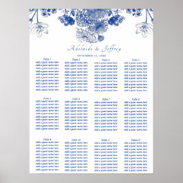 Blauwe en witte flora - China Patroonzittingskaart Poster