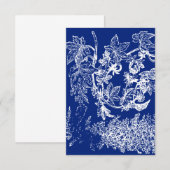 Blauwe en witte flora Dank je Bedankkaart (Voorkant / Achterkant)