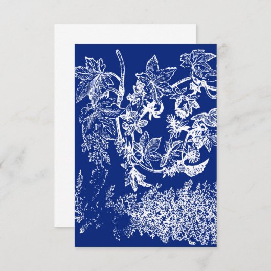 Blauwe en witte flora Dank je Bedankkaart (Voorkant / Achterkant)