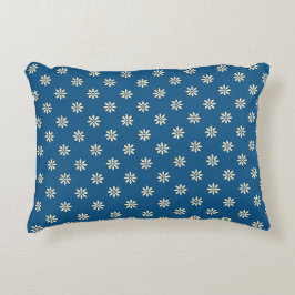 Blauwe en witte Floral Accent Kussen