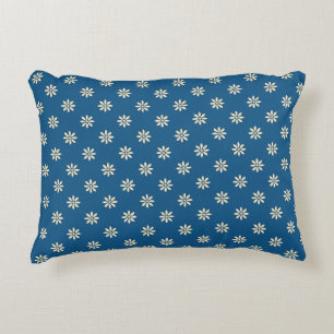 Blauwe en witte Floral Accent Kussen