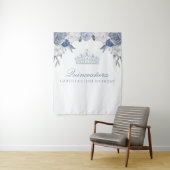 Blauwe en witte Floral | Achtergrond Quinceanera Wandkleed (In situ)