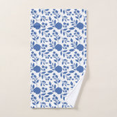 Blauwe en witte Floral Bad Handdoek (Handdoek)