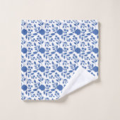 Blauwe en witte Floral Bad Handdoek (Wasdoekje)