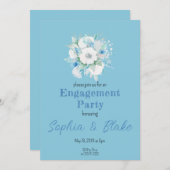 Blauwe en witte Floral Bouquet Blue Engagement Par Kaart (Voorkant / Achterkant)
