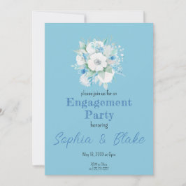 Blauwe en witte Floral Bouquet Blue Engagement Par Kaart