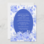 Blauwe en witte Floral Bridal Shower Kaart (Voorkant)