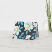 Blauwe en witte Floral bruiloft Hartelijk dank Bedankkaart (Achterkant)