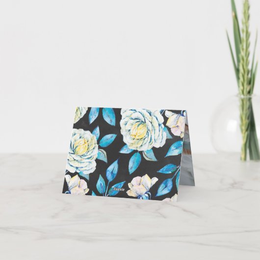 Blauwe en witte Floral bruiloft Hartelijk dank Bedankkaart (Achterkant)