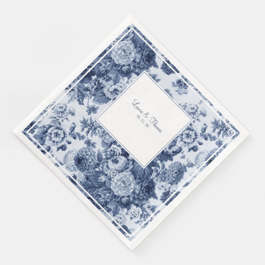  blauwe en witte Floral bruiloft Servet (Hoek)