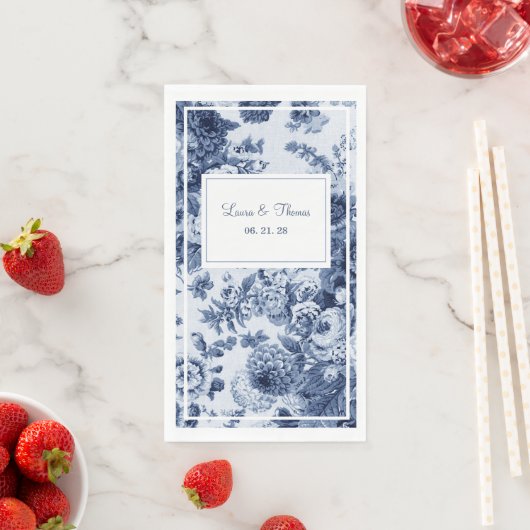  blauwe en witte Floral bruiloft Servet (Insitu)