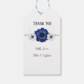 Blauwe en witte Floral Cadeaulabel (Voorkant)