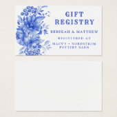 Blauwe en witte Floral | Cadeauregister Kaart (Voorkant /achterkant)