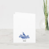 Blauwe en witte Floral China Pattern Monogrammed Kaart (Achterkant)