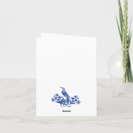 Blauwe en witte Floral China Pattern Monogrammed Kaart (Achterkant)