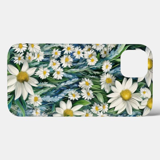 Blauwe en witte Floral Daisies Case-Mate iPhone Case (Achterkant (horizontaal))